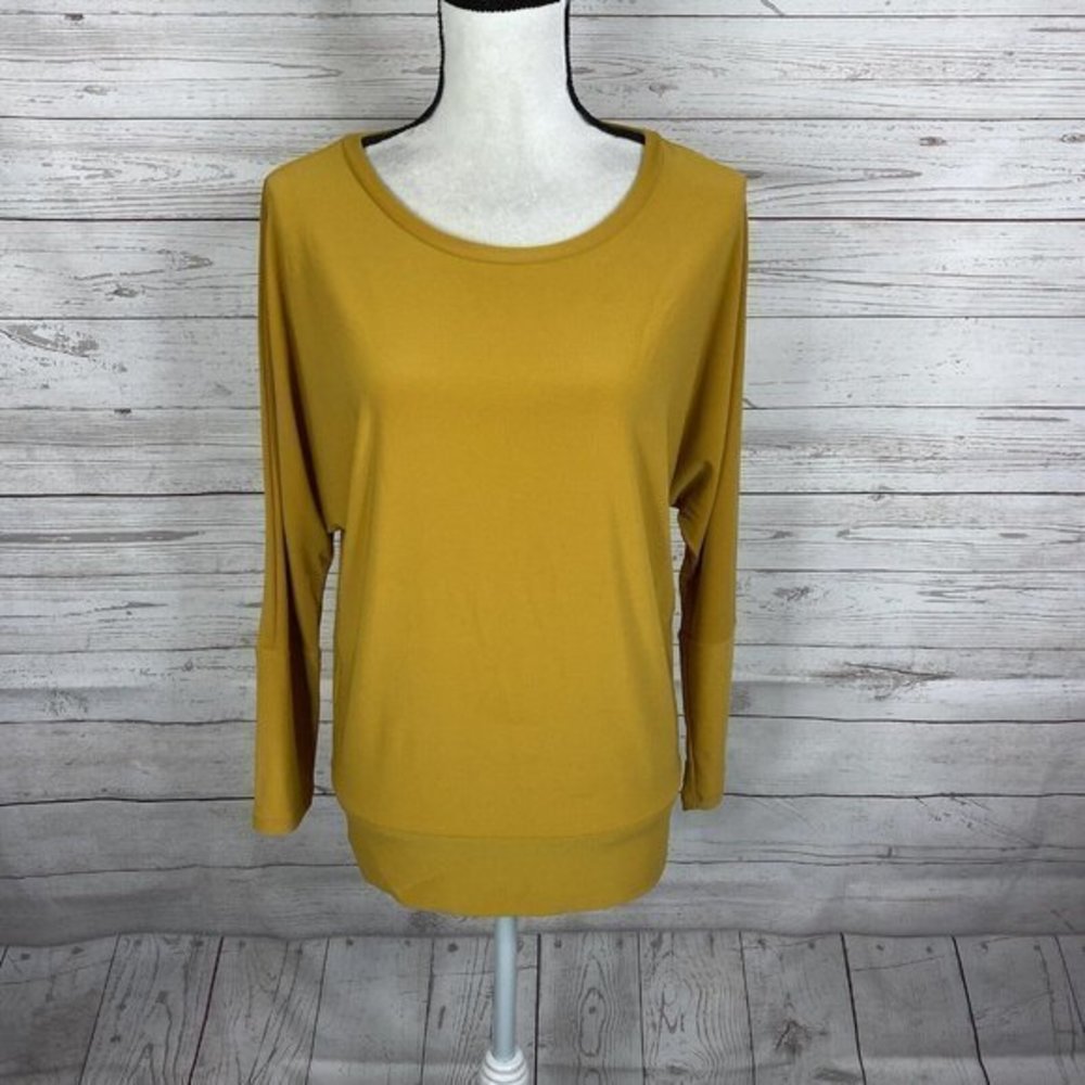 Joseph Ribkoff Dolman Top Blouse Size 10 Mustard Yellow Long Sleeve